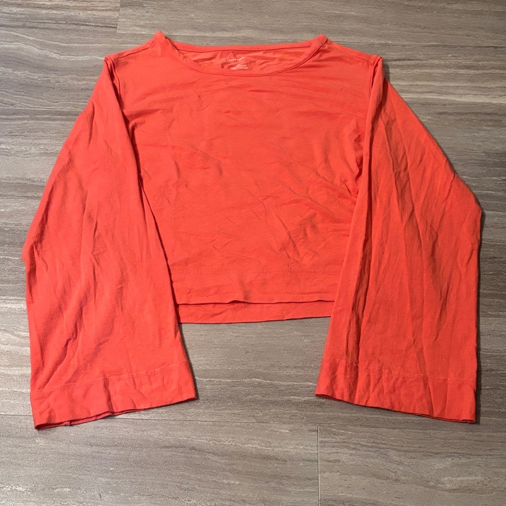 Anthropologie Coral Boxy Long Sleeve Top